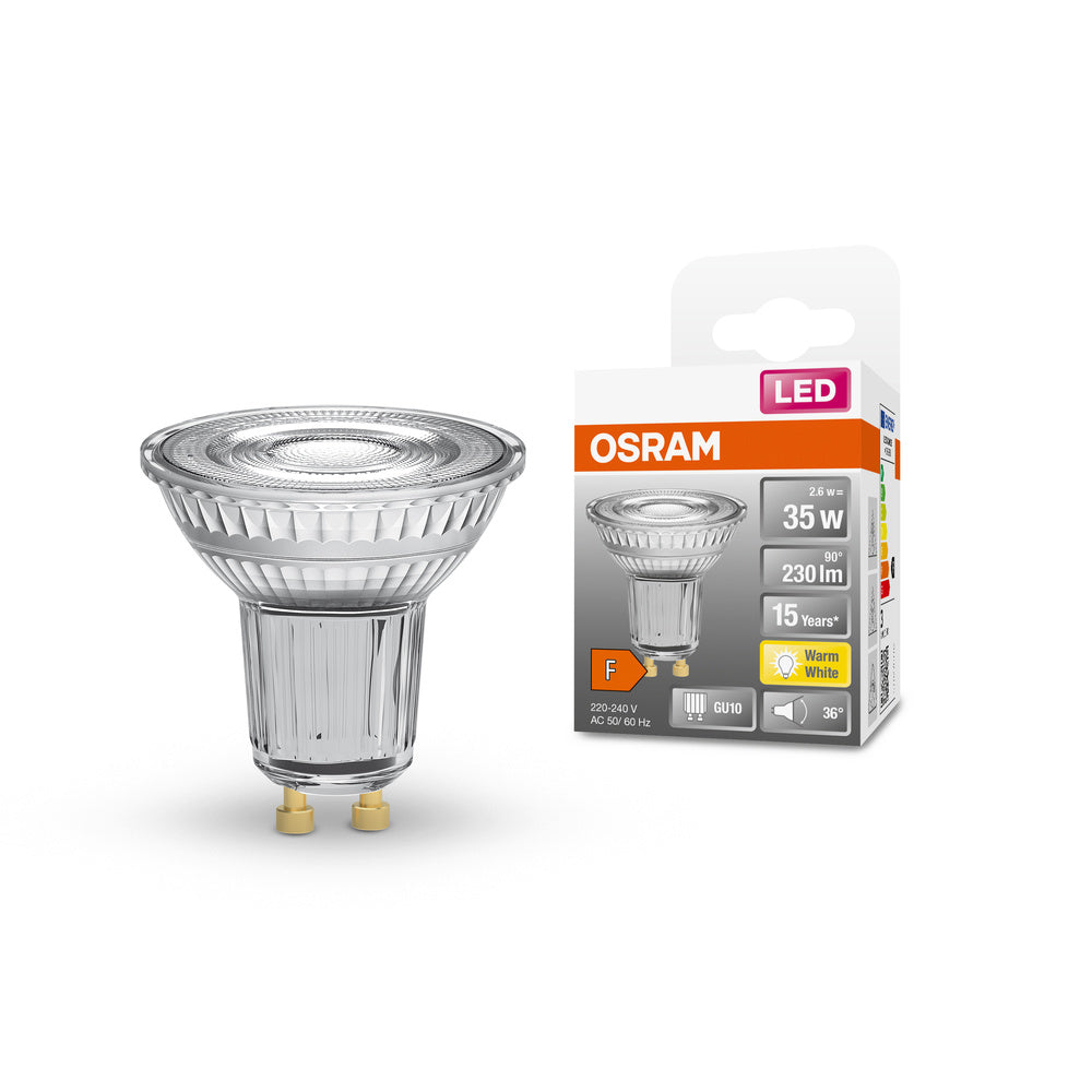 Ledvance Faretto LED GU10 2.6W 2700K 230 lumen 36° Argento Da Soffitto o Da Parete IP20