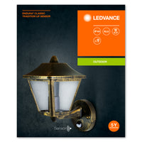 Ledvance ENDURA Classic Tradition Up Sensore Applique da Parete E27 Oro Nero Esterno IP44 Alluminio Pressofuso