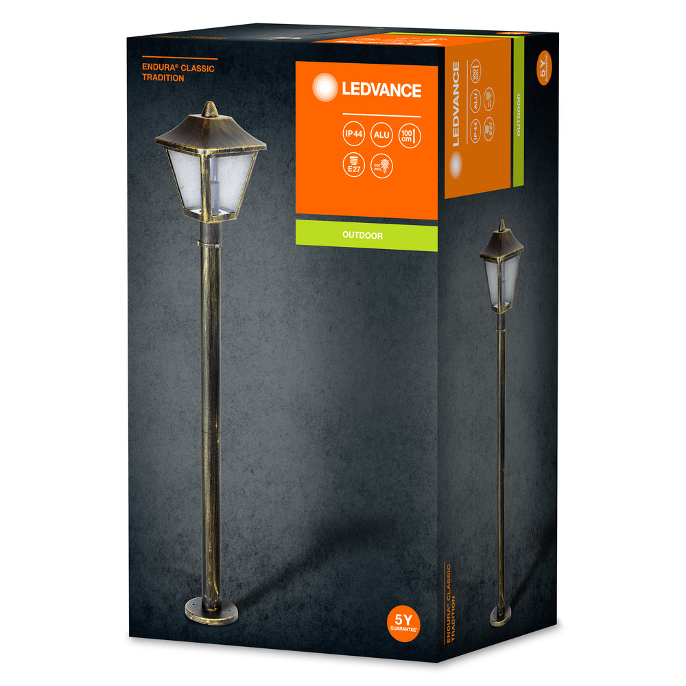 Ledvance ENDURA Classic Tradition outdoor floor lantern E27 Black/Gold IP44 aluminum 1000mm