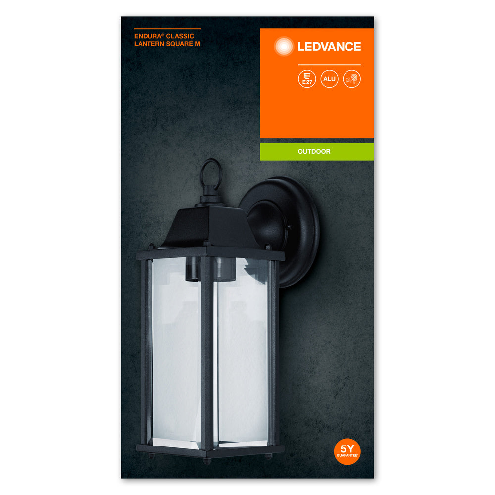 Ledvance ENDURA Classic Lantern Square E27 applique da esterno Nero IP43 montaggio superficiale 220-240V