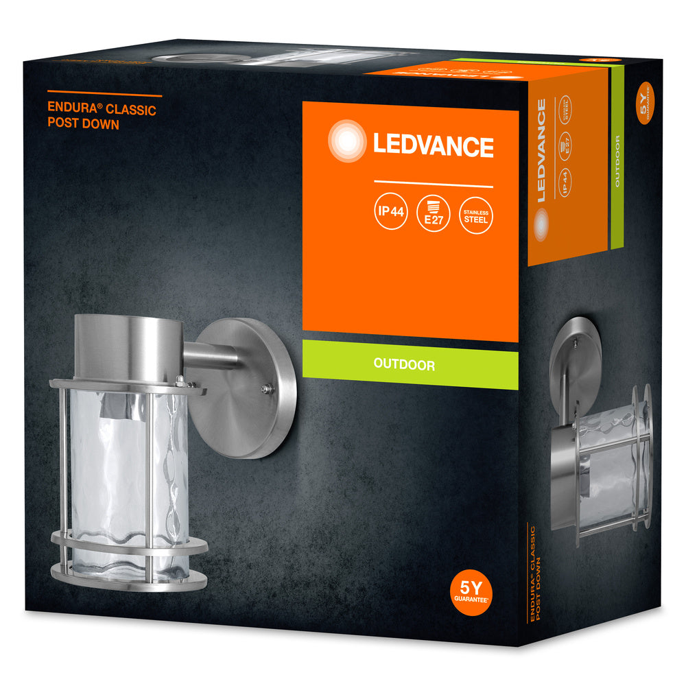 Ledvance ENDURA Classic Post Down E27 outdoor wall light Stainless Steel Glass IP44 220-240V 60W max