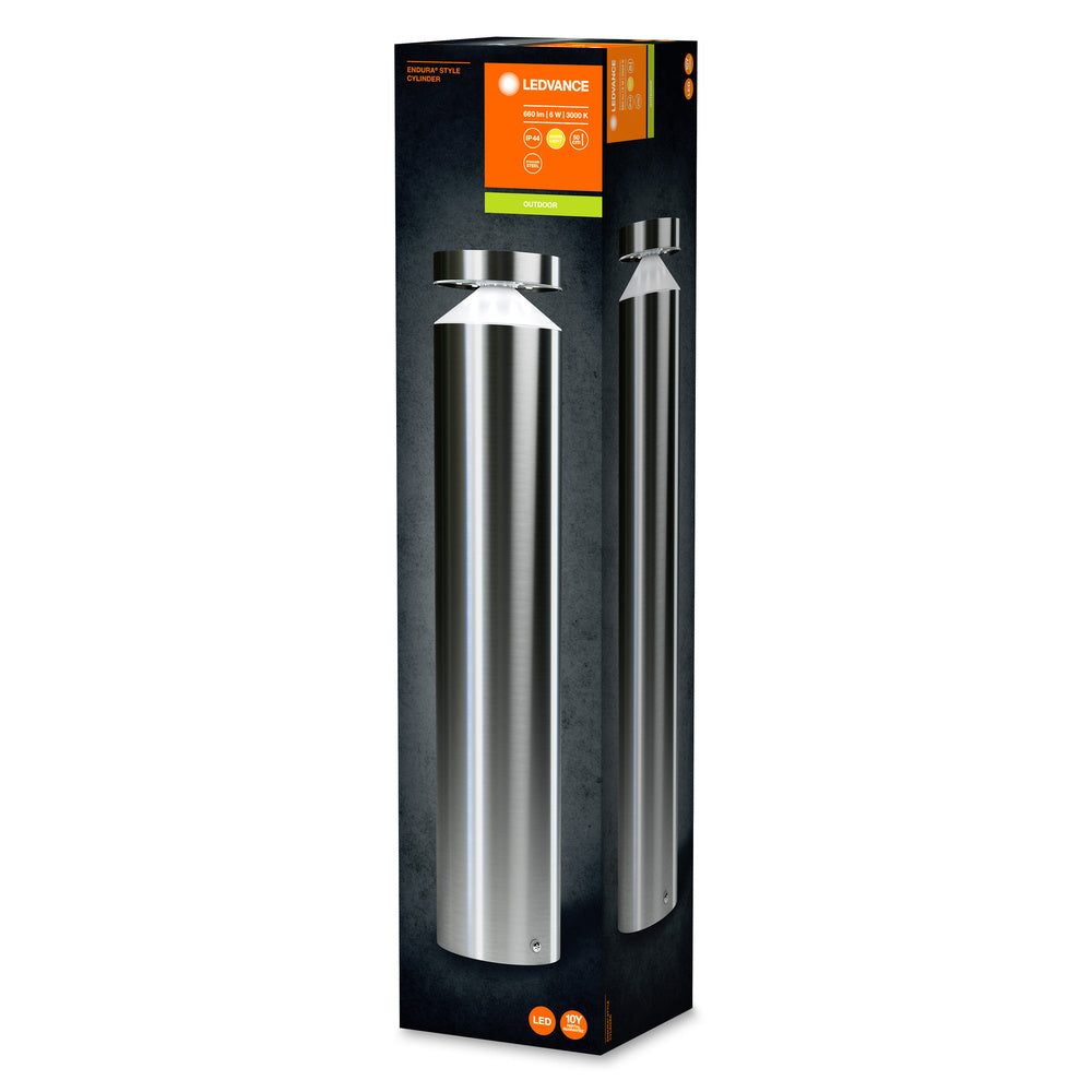 Ledvance ENDURA STYLE Cylinder 50cm lampada da parete LED 6W 3000K 360 lumen Acciaio Inox IP44 montaggio superficiale per esterni