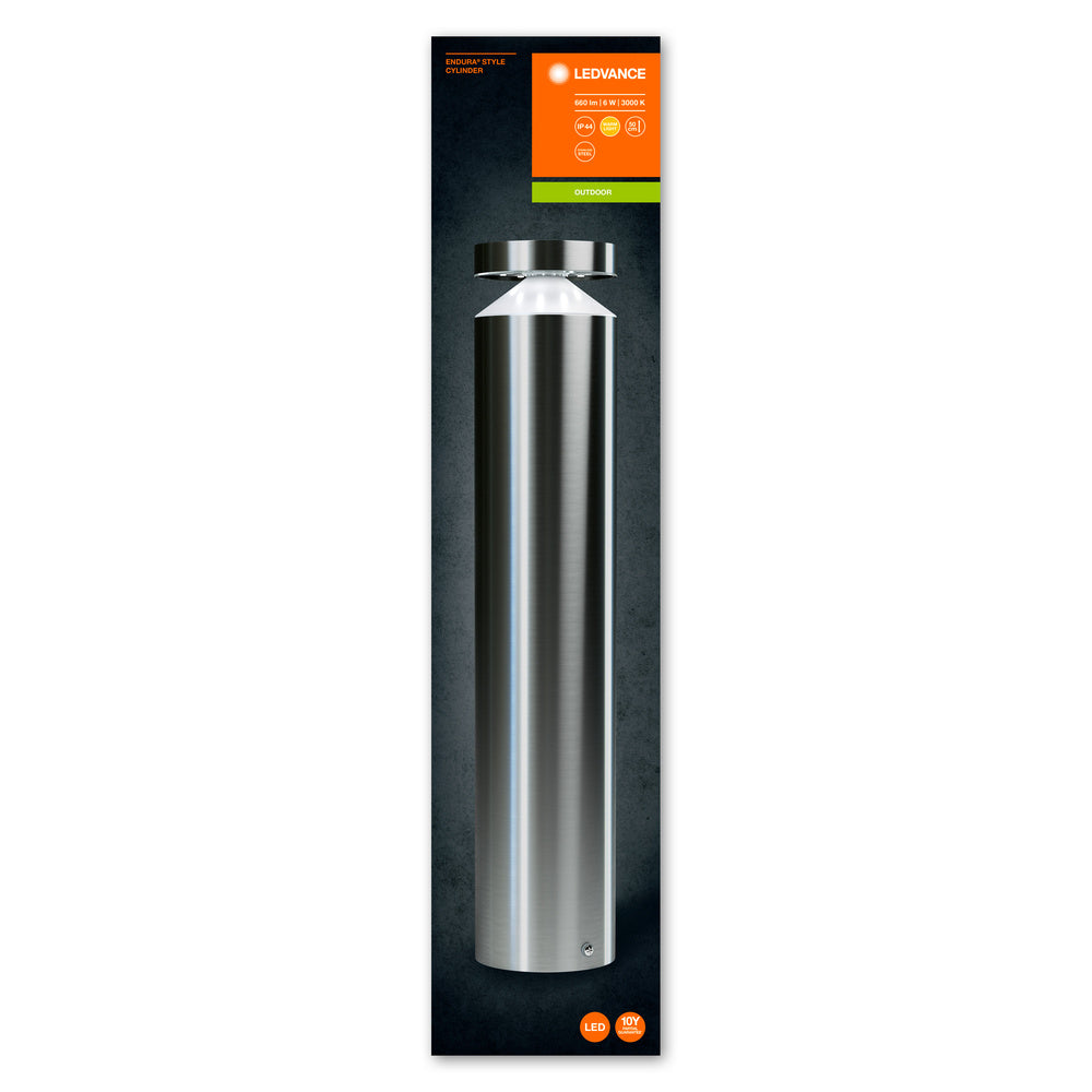 Ledvance ENDURA STYLE Cylinder 50cm lampada da parete LED 6W 3000K 360 lumen Acciaio Inox IP44 montaggio superficiale per esterni