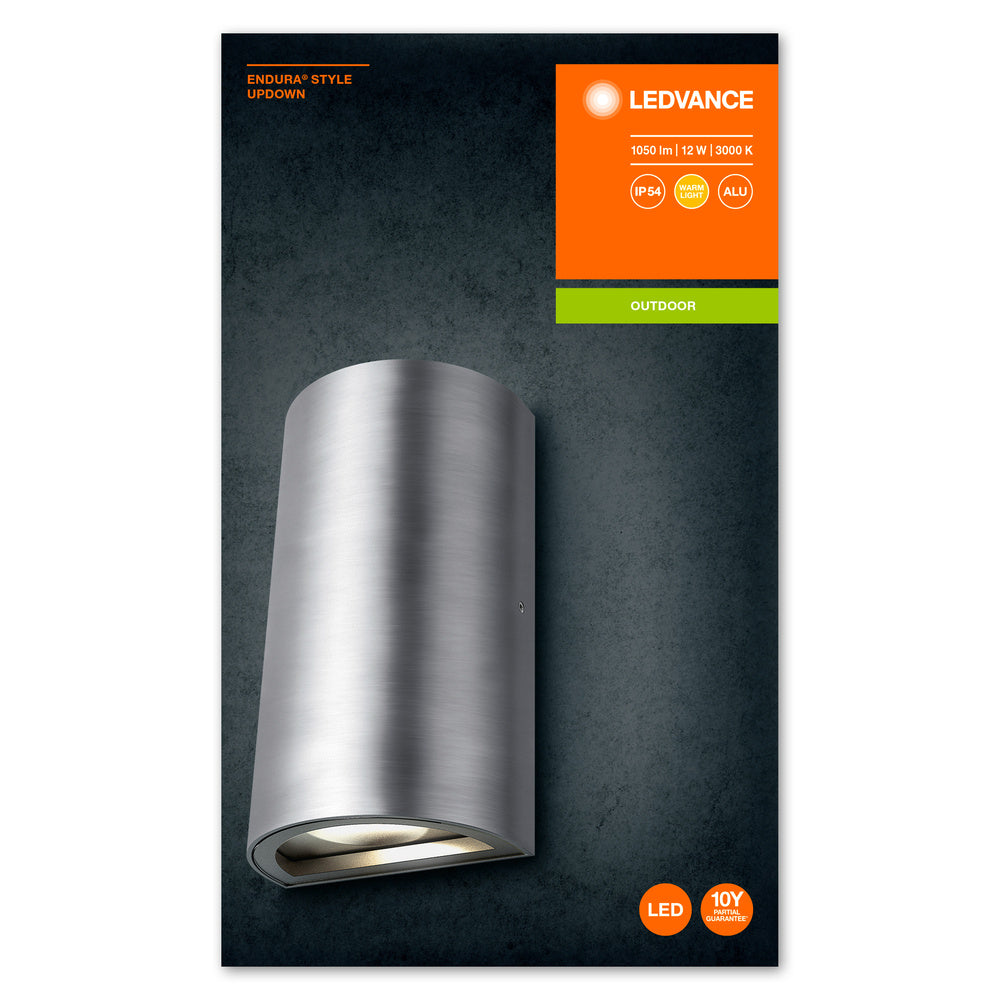 Ledvance ENDURA STYLE UpDown Applique LED da Parete 12W 3000K 700 lumen IP44 Alluminio da Esterno a Montaggio Superficiale