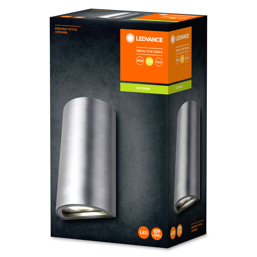 Ledvance ENDURA STYLE UpDown Applique LED da Parete 12W 3000K 700 lumen IP44 Alluminio da Esterno a Montaggio Superficiale