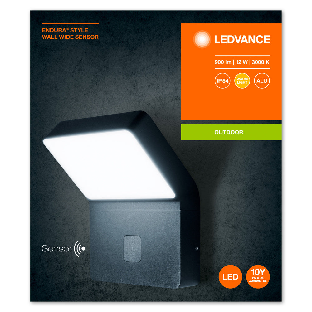 Ledvance ENDURA STYLE Lampada da Parete LED 12W 3000K 750 lumen IP44 Grigio Scuro da Esterno a Montaggio Superficiale