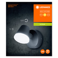 Ledvance ENDURA Style Midi Spot I lampada da parete LED 13.5W 3000K 800 lumen IP44 Grigio Scuro da esterno