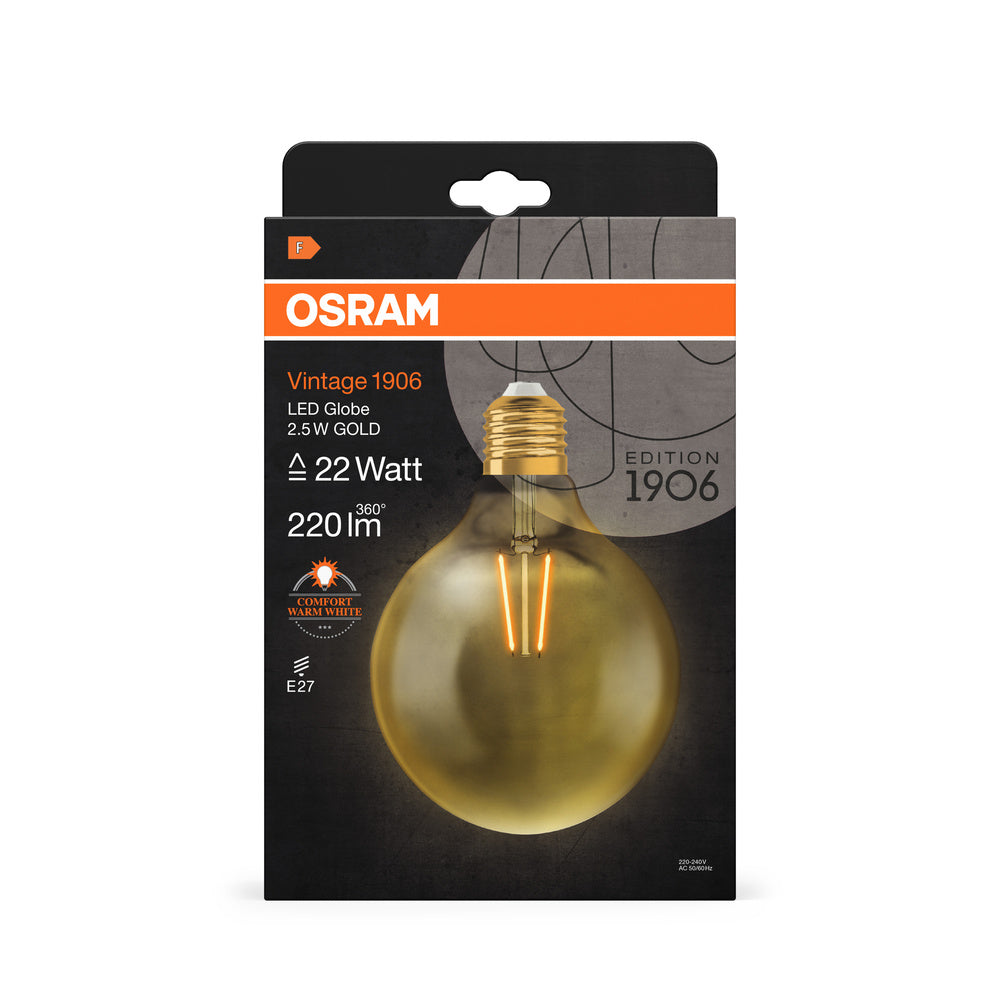 Ledvance Vintage 1906 LED Globo E27 2.5W 2400K Vetro Oro 220 lumen IP20 non dimmerabile