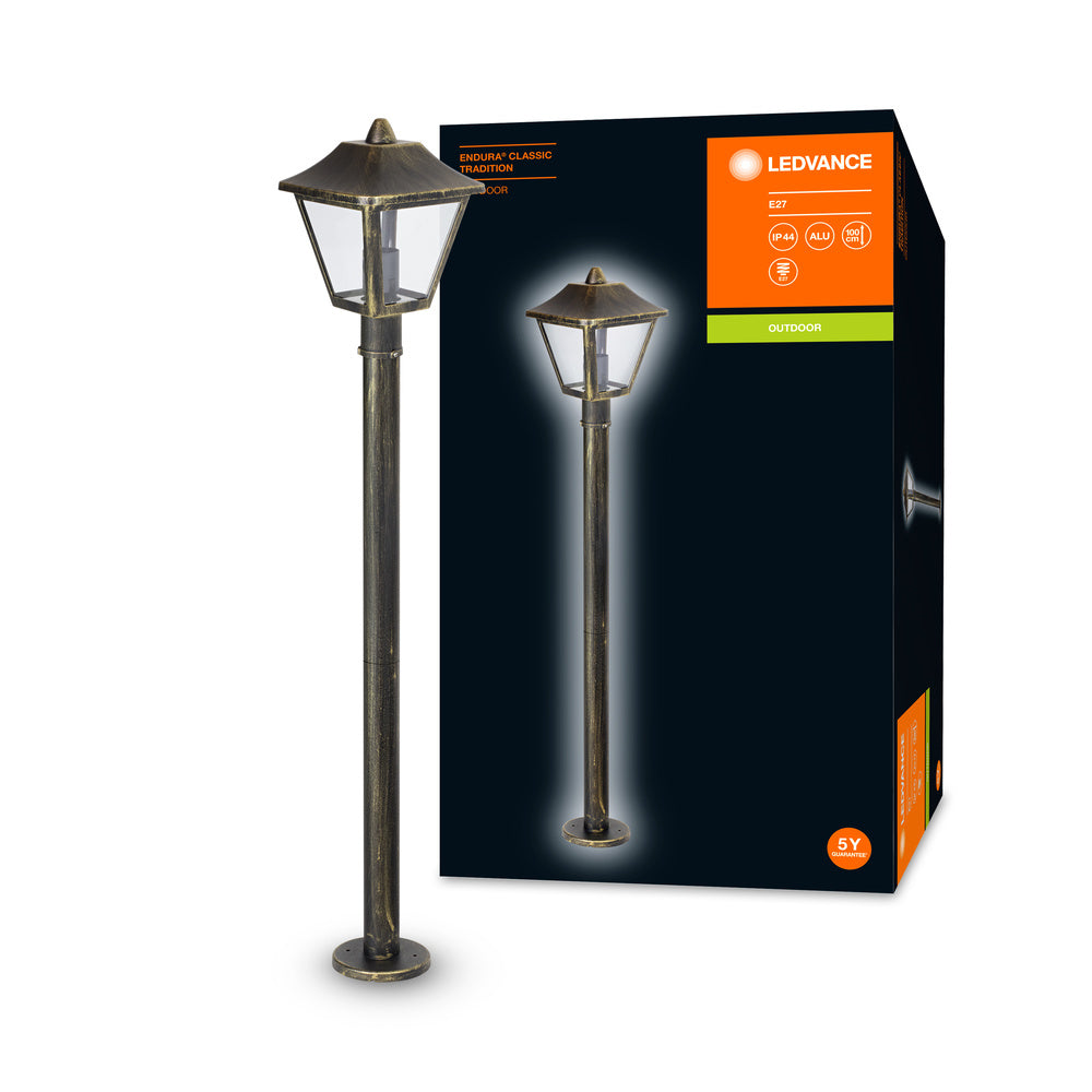 Ledvance ENDURA Classic Tradition lanterna da pavimento per esterni E27 Nero/Oro IP44 alluminio 1000mm