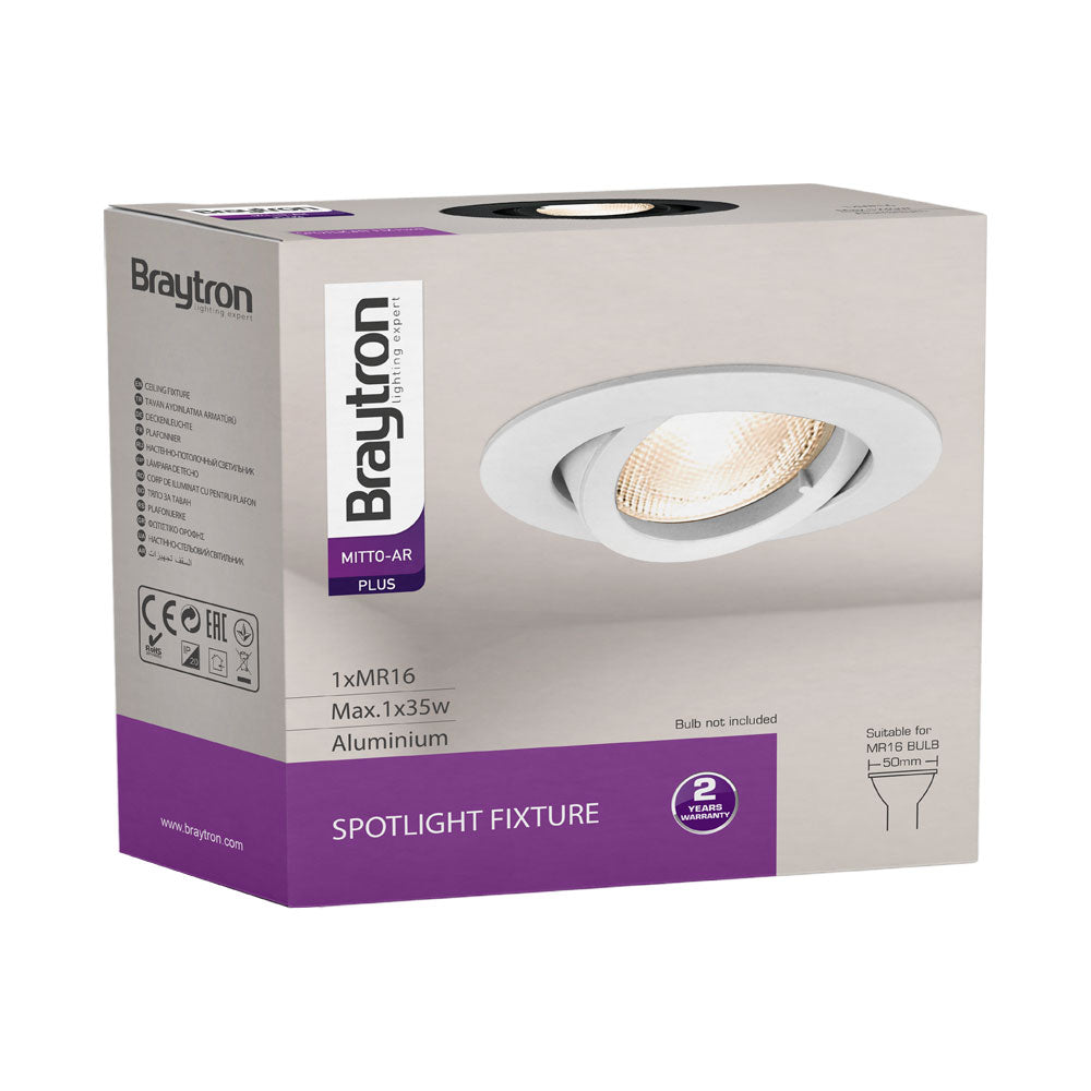Faretto a incasso Braytron 35W GU10 nero 82mm MR16 lumens illuminazione da interno