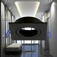 faretto incasso quadrato nero braytron 35w, alluminio, ip20, interno gu10, mr16