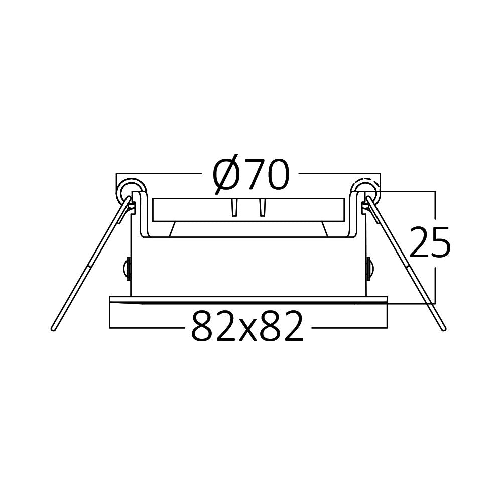 Faretto LED da incasso Braytron GU10 quadrato 82x82mm Alluminio nero IP20 35W max foro 70mm