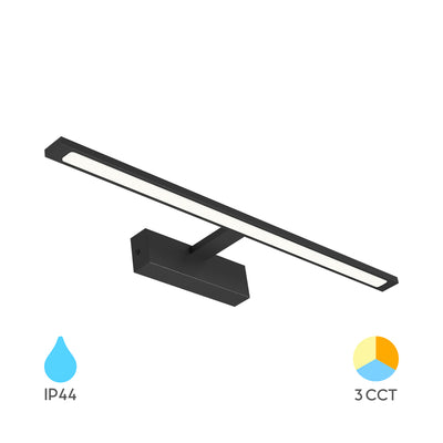 Lampada a specchio LED Braytron 12W Nero 600mm 3-in-1 CCT 220-240V IP44 900 lumen Alluminio