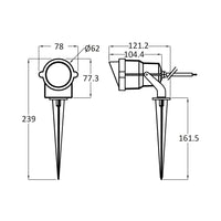 Braytron Faretto LED a picchetto 9W Ambra 220-240V IP65 IK08 da esterno in alluminio Grigio fascio 60°