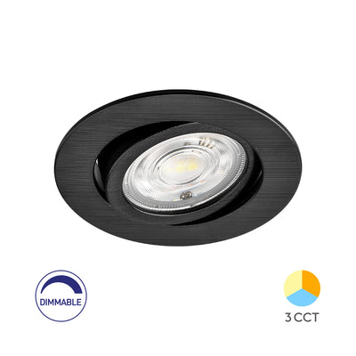 Braytron Faretto LED 7W Nero Rotondo 3-in-1 CCT Dimmerabile 220-240V 630 lumen IP20 38° Illuminazione da Interno