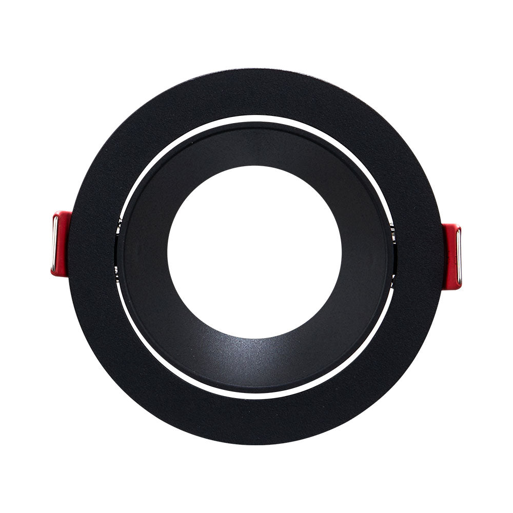 Braytron LED spotlight fixture, MR16 socket, 35W max, IP20 Black aluminium round recessed 85mm cutout 70mm