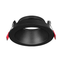 Braytron LED spotlight fixture, MR16 socket, 35W max, IP20 Black aluminium round recessed 85mm cutout 70mm
