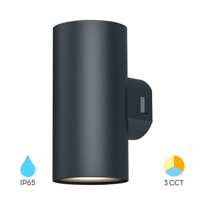 Braytron applique a muro LED 2x9W CCT 3-in-1 1780 lumen Grigio IP65 IK08 illuminazione esterna