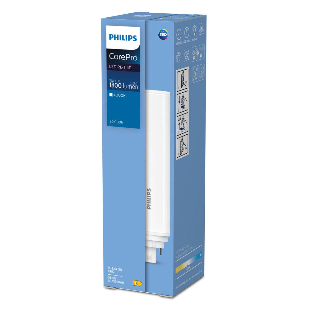 Philips CorePro LED PLT HF 18.5W GX24q-4 3000K 2100 lumens 120° beam non-dimmable retrofit lamp