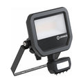 17W black aluminum LED floodlight with motion sensor, 2200 lumen, 830 warm white, IP65