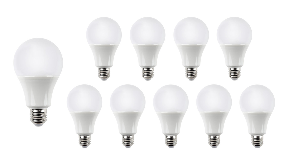 Confezione Spectrum E27 lampade LED 10x A60 10.5W 1521 lumen 3000K chip Philips 220-240V 120° CRI 80 IP20 CE RoHS