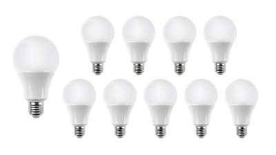 Confezione Spectrum E27 lampade LED 10x A60 10.5W 1521 lumen 3000K chip Philips 220-240V 120° CRI 80 IP20 CE RoHS