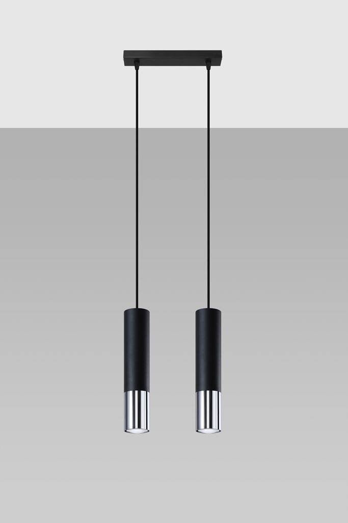 LED hanglamp zwart chrome with 2 x GU10 fitting by Sollux Lighting