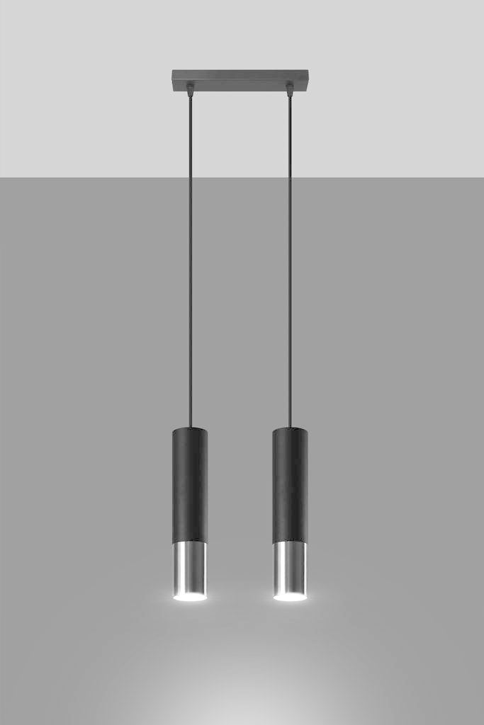 LED hanglamp zwart chrome with 2 x GU10 fitting by Sollux Lighting