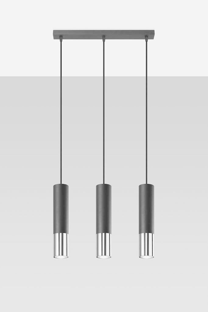 Led hanglamp zwart chrome loopez 3x gu10 fitting by sollux lighting