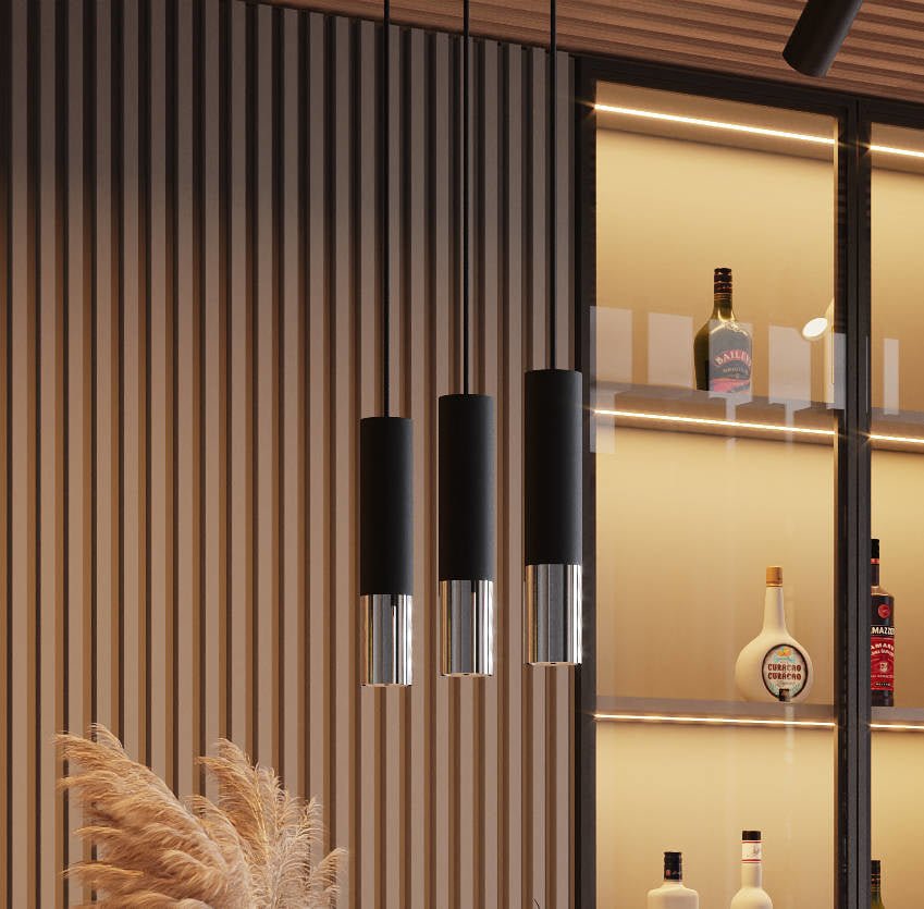 Led hanglamp zwart chrome loopez 3x gu10 fitting by sollux lighting
