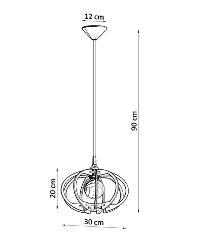 Led hanglamp hout mandelino e27 socket, 115mm height, 13mm width, mat goud aluminum