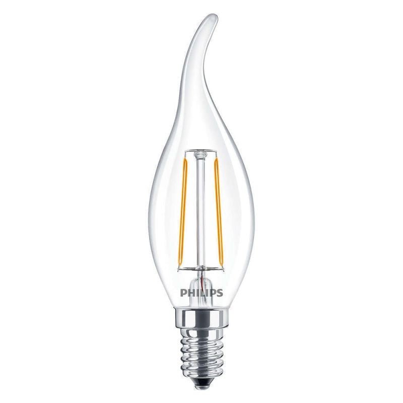 Lampadina a candela a filamento LED Philips CorePro E14 250 lumen 2700K non dimmerabile finitura trasparente