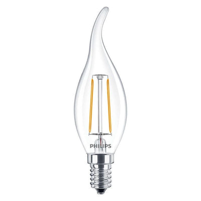 Philips CorePro lampadina LED a candela E14 2W 250 lumen 2700K trasparente non dimmerabile BA35 bianco caldo sostituisce 25W