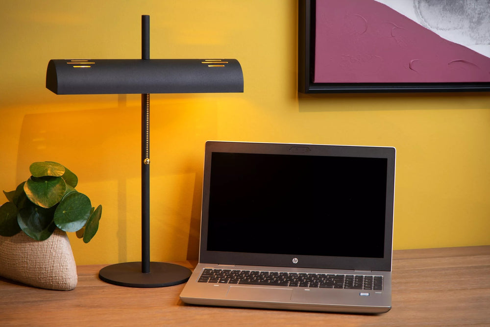 Lucide Glendale table lamp, 2xE27 fitting, LED compatible, Black with matte gold accents, IP20, CE RoHS