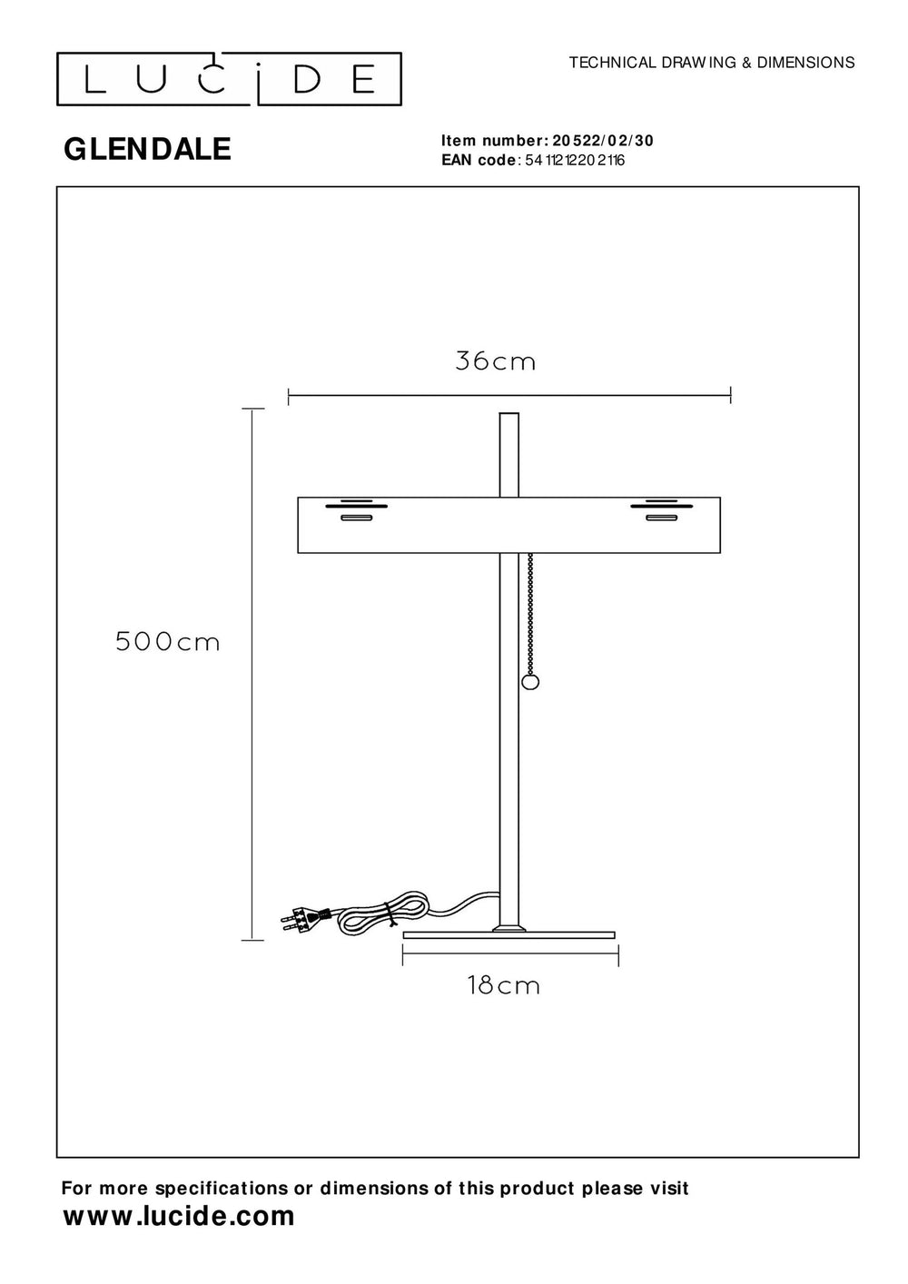 Lucide Glendale table lamp 2xE27 black LED 220-240V AC