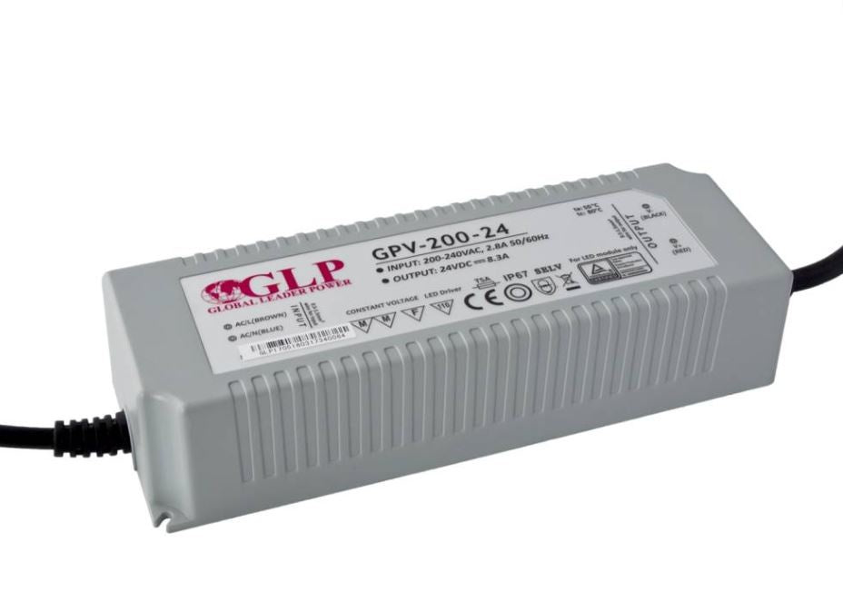adattatore di alimentazione GLP LED 24V 200W 8.3A IP67 impermeabile per uso esterno