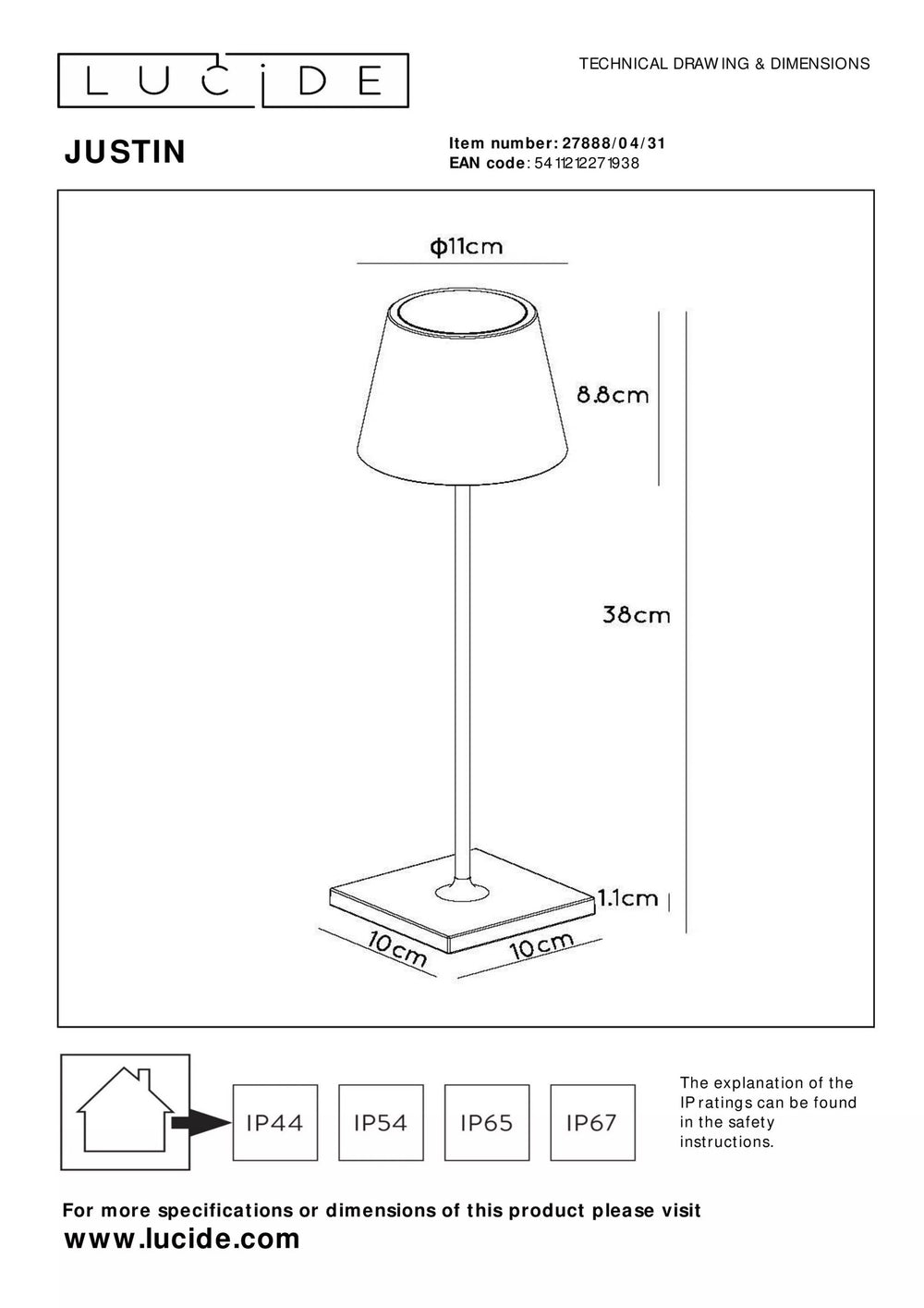 Lucide lampada LED 1521 lumen utili, 3000K, 10.5W, sostituzione 1250W, alluminio oro opaco