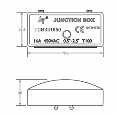 Scatola di derivazione LCB con morsettiera 3 poli 0,25mm² a 2,5mm² IP44, 220-240V, certificata CE RoHS