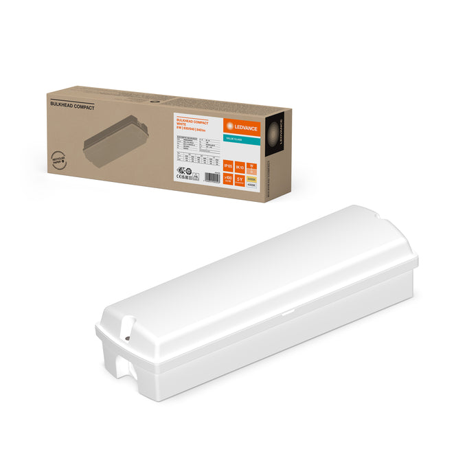 Plafoniera LED Compatta Bianca 8W 830 3000K 840 lumen IP65 356x115mm