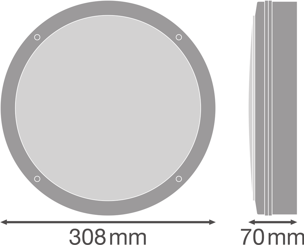 Plafoniera LED da superficie 300mm Bianca, 15W 1400 lumen, 4000K Bianco Freddo, IP65
