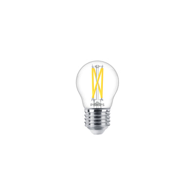 Lampadina Philips MAS LEDLuster 2.5W E27 P45 Vetro Trasparente, 2200K-2700K Warm Glow, 340 lumen, CRI 90, Dimmerabile