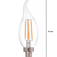 LED filament lamp E14 C37, 5W replaces 40W, 2700K warm white by LCB