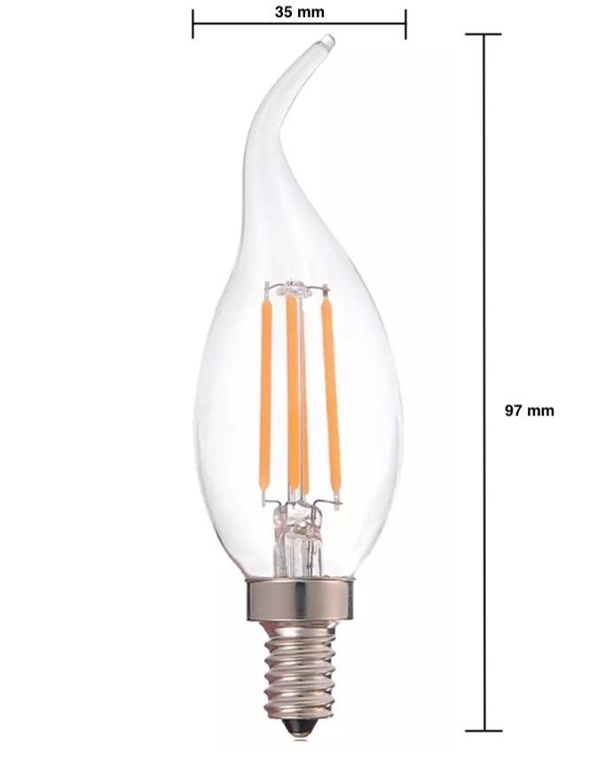 LED filament lamp E14 C37, 5W replaces 40W, 2700K warm white by LCB