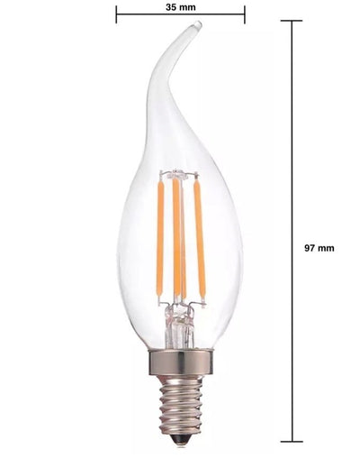 LED filament lamp E14 C37, 5W replaces 40W, 2700K warm white by LCB