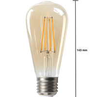 lampadina a filamento LED lcb e27 st64 6w 2200k luce bianco extra caldo