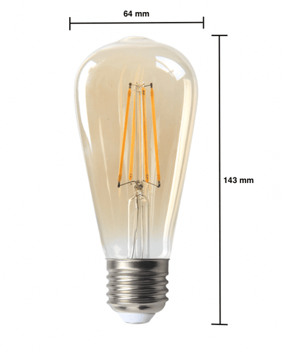 lampadina a filamento LED lcb e27 st64 6w 2200k luce bianco extra caldo