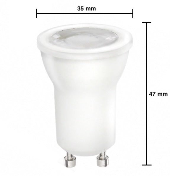 Lampadina Spectrum LED GU10 MR11, 2W sostituisce 20W, 3000K bianco caldo, 230V, 230 lumen, fascio 45°, CRI 80
