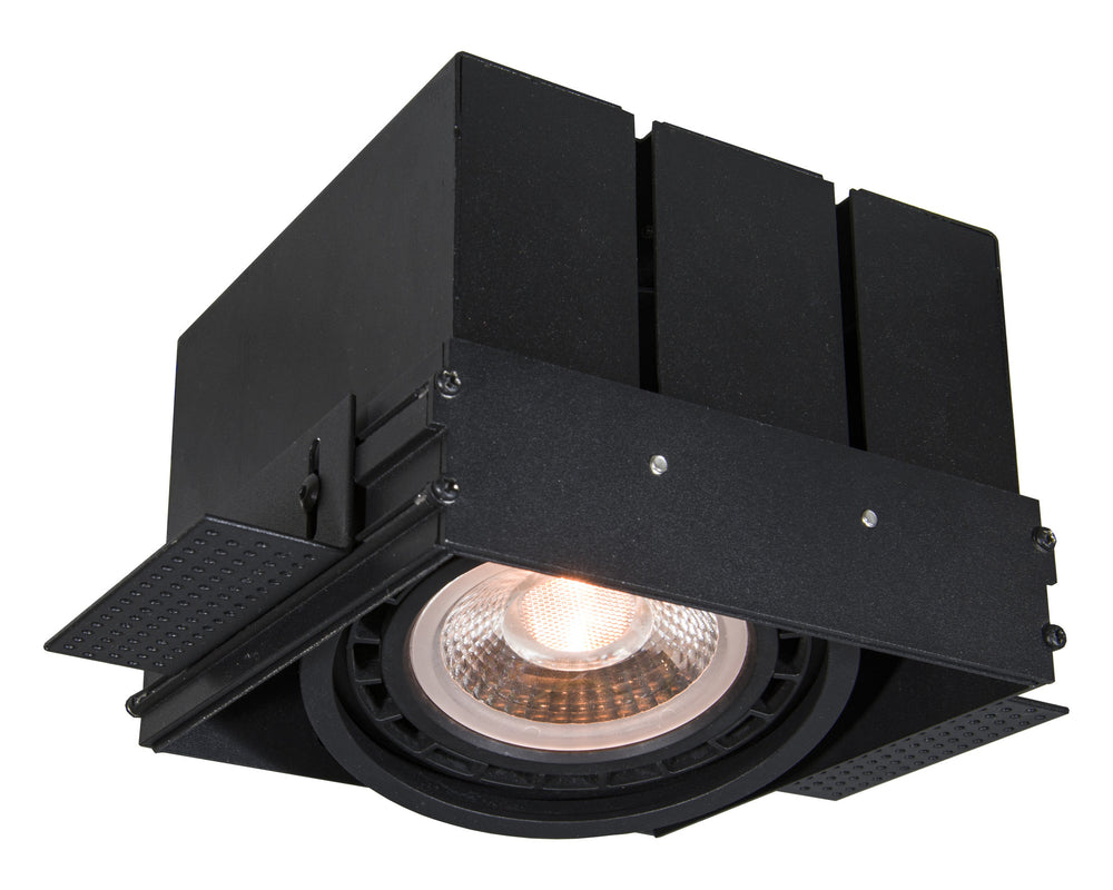Lucide black trimless AR111 GU10 recessed spotlight fixture for modern minimalist home lighting solutions