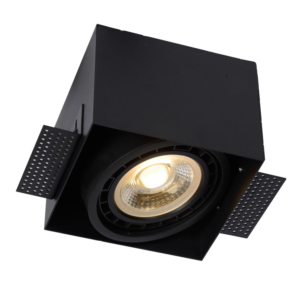 Lucide black trimless AR111 GU10 recessed spotlight fixture for modern minimalist home lighting solutions