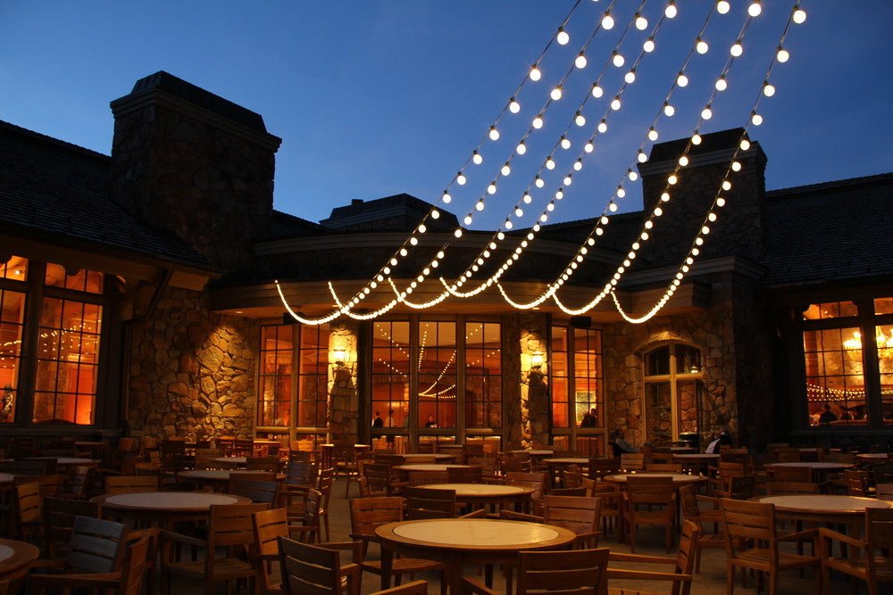 Spectrum 10m LED string lights with 10x E27 fittings, 3000K, IP20